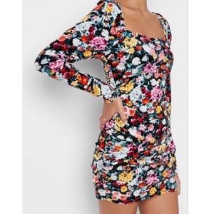 Wild Fable | Floral Print Velvet Ruched Dress